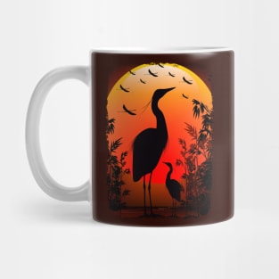 Heron Shape on Peaceful Tropical Sunset Mug